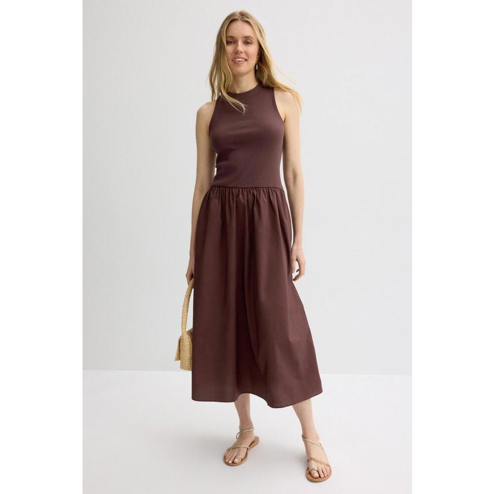 Sanctuary Brown Take Me Away Midi Dress Size M with Discoloration